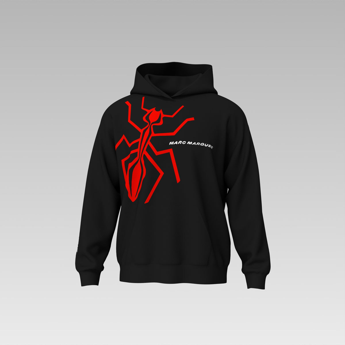 Marc Marquez MM93 Black Hoodie – Red Ant Graphic MotoGP Sweatshirt