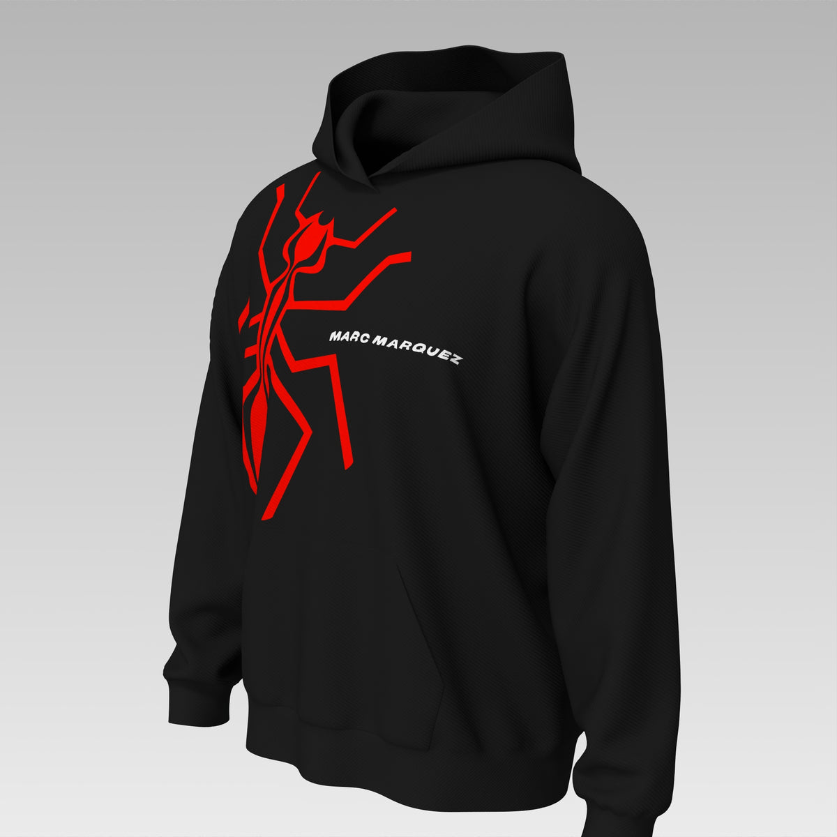 Marc Marquez MM93 Black Hoodie – Red Ant Graphic MotoGP Sweatshirt